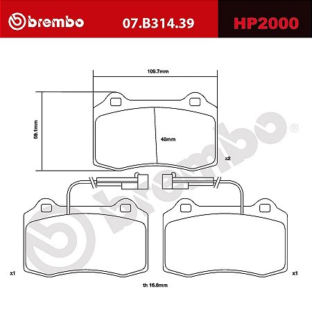 Brembo HP2000 Pads 07.B314.39