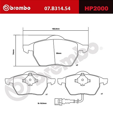 Brembo HP2000 Pads 07.B314.54
