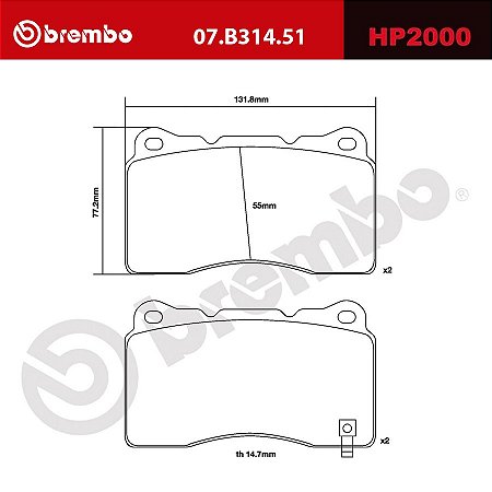 Brembo HP2000 Pads 07.B314.51