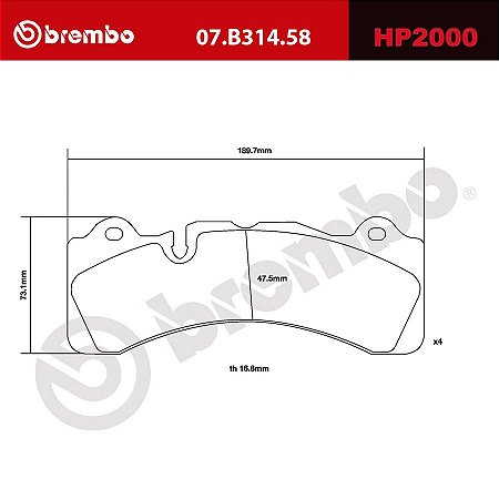 Brembo HP2000 Pads 07.B314.58