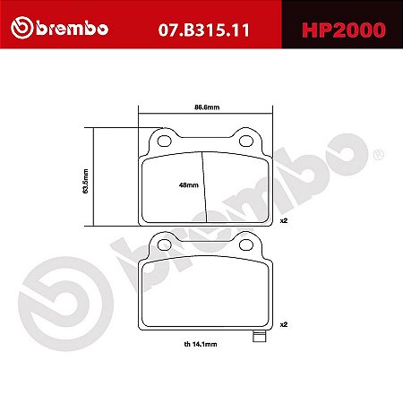 Brembo HP2000 Pads 07.B315.11 - Mitsubishi Lancer Evolution X