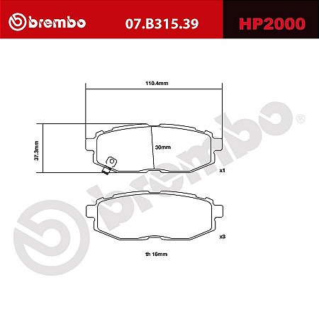 Brembo HP2000 Pads 07.B315.39