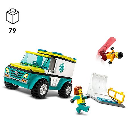 LEGO Set City Great Vehicles 60403 Ambulância de Emergência e Snowboarder 79 peças