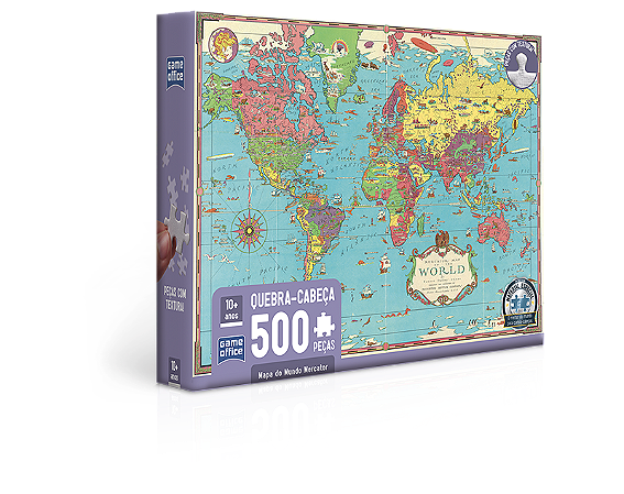 Mapa do Mundo Mercator – Quebra-cabeça 500 peças