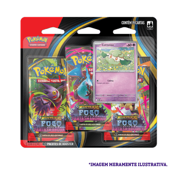 Blister Triplo Pokémon Cottonee ME02 fogo Fantasmagórico