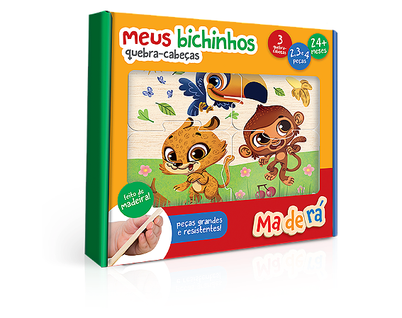 Quebra-Cabeça Meus Bichinhos 2,3 e 4 Peças Madeira