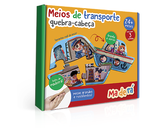 Quebra-Cabeça Meios de Transporte Madeira 2+ Anos