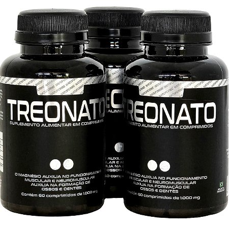 Kit 3 Magnésio L-Treonato. Memória e Disposição. 60c 1.000mg