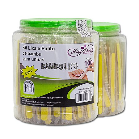 Kit lixa e palito de bambu - 100 unidades