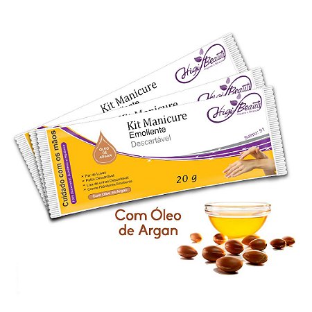 Kit Manicure com Óleo de Argan - Com creme, lixa e palito