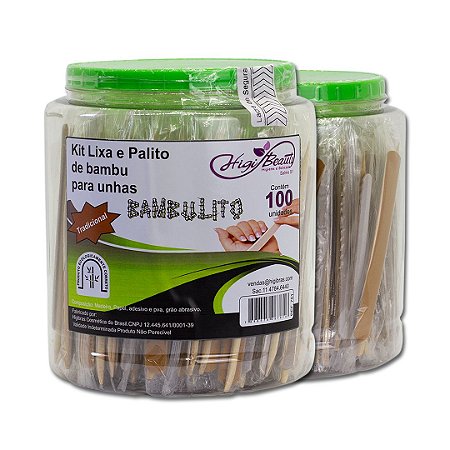 Kit lixa e palito de Bambu - 100 unidades