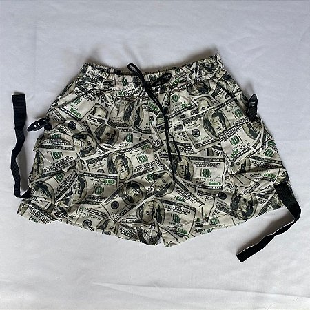 short com estampa de dolar