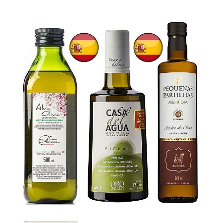 Kit Azeites Espanhóis Extra Virgem 3x500ml