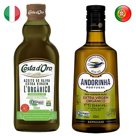 Kit Azeites Orgânicos Italiano e Portugueses 2x500ml