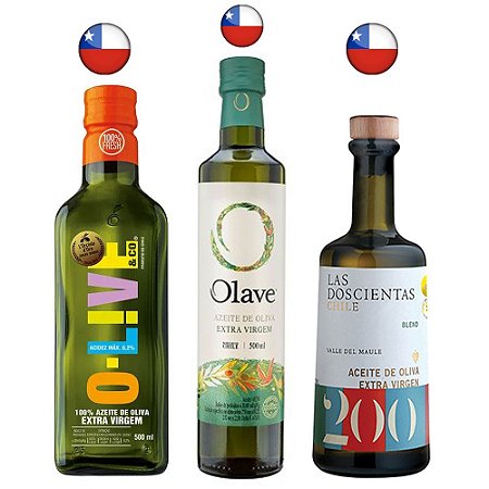 Kit Azeites Chilenos de Baixa Acidez 3x500ml