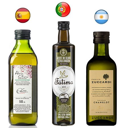Kit Azeites Marcantes Espanha Portugal E Argentina 3x500ml