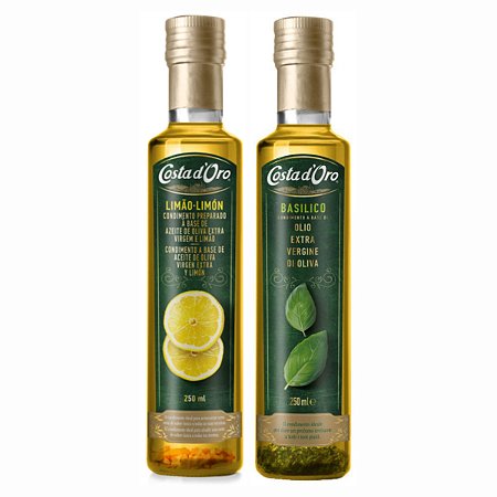 Kit Azeites Condimentados Italianos Costa D'oro Manjericão e Limão Siciliano 2x250ml