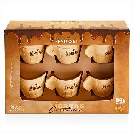 Casquinha Com Cobertura de Chocolate Xícara Café Comestível 6un