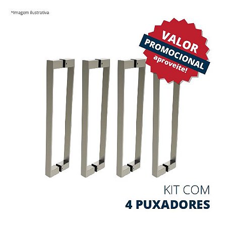 Puxador duplo modelo Dallas - aço inox (kit com 4 pares)