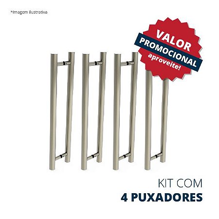 Puxador duplo modelo Roma - aço inox (kit com 4 pares)