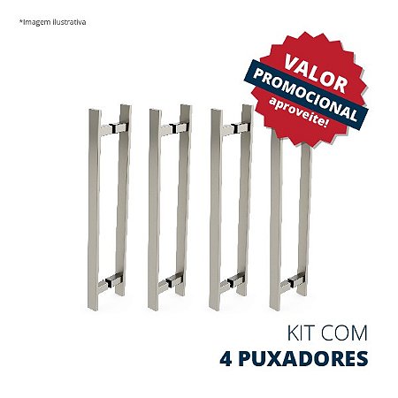 Puxador duplo modelo Lisboa - aço inox (kit com 4 puxadores)