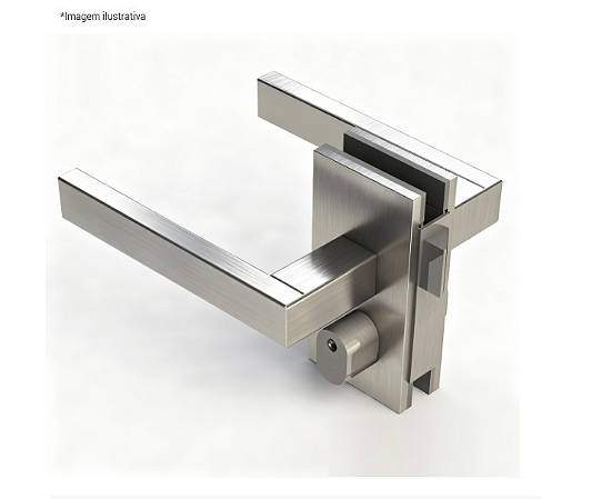Ferragem 1520M cilindro duplo para vidro COM MAÇANETA (fechadura com chave E MAÇANETA) - aço inox