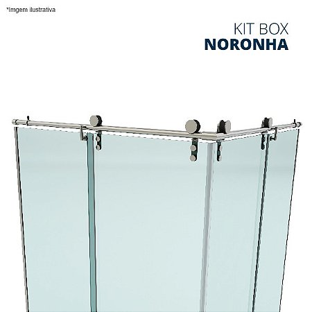 Kit box Noronha (modelo de canto c/ perfil redondo e roldanas aparentes - fixação na alvenaria) - aço inox