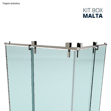 Kit box Malta (modelo de canto c/ perfil quadrado e roldanas aparentes - fixação na alvenaria) - aço inox