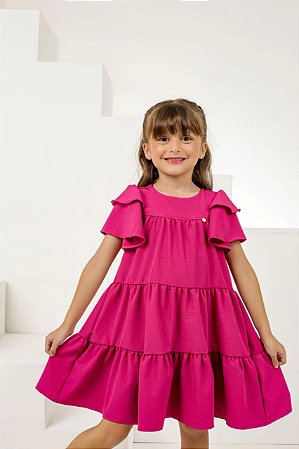 Vestido Infantil  Doce Infância Fuscia