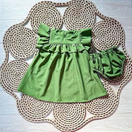 Vestido Baby Doce Infância Verde Oliva