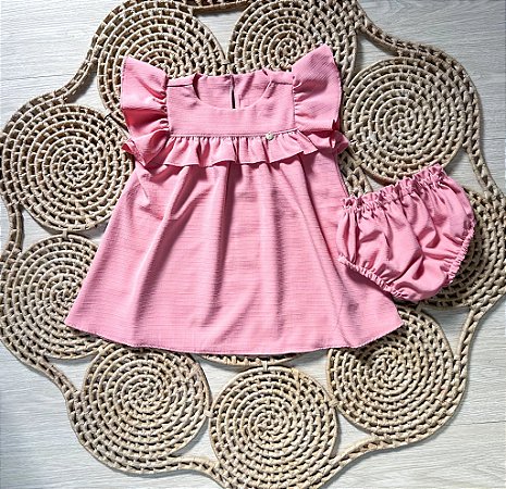 Vestido Baby Doce Infância Rosa Seco