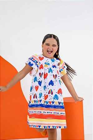 Vestido Infantil Corações