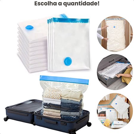 Kit Sacos a Vácuo 40x60cm Organizador de Mochila Bolsa Roupas Pelúcias