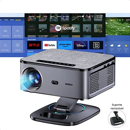 Projetor XIWBSY T08 2000 ANSI Lumens Com Android Bluetooth Wifi + Suporte Para Projetor