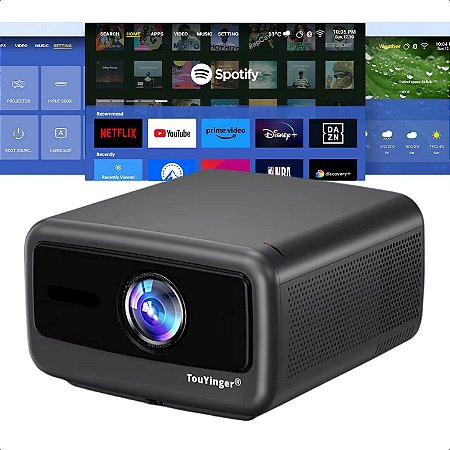 Projetor Touyinger Q13W 3800 ANSI Lumens Android 15 Bluetooth 5 Wifi 6 Ótica Selada