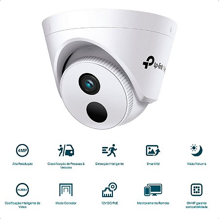Câmera IP Interna TP-Link VIGI C440I 4MP Com Infravermelho (Lente 2.8MM) TURRET TPN0393