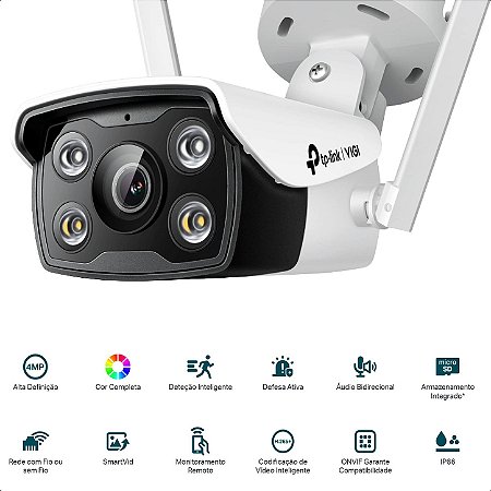Câmera IP Externa VIGI C340-W 4MP Com Infravermelho Colorida Full-Color WI-FI (Lente 4MM) BULLET TPN0419