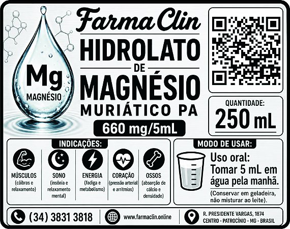 Hidrolato de Magnésio Muriático PA