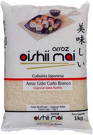 Arroz Japonês OISHI grão curto pacote com 1 kg