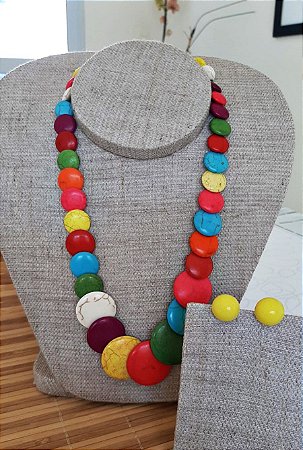 Colar e Brinco Colors 💙 💚 💛 🧡 💜 ✨