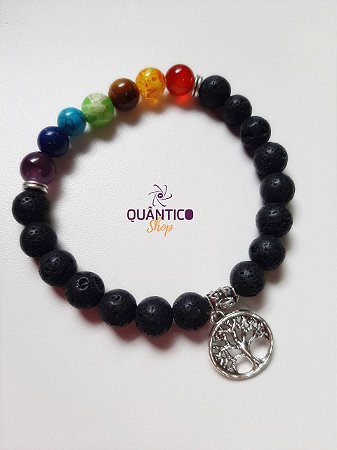 Pulseira dos chakras com pingente árvore da vida