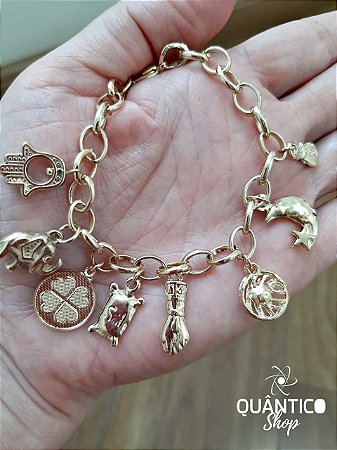 Pulseira Proteção, Sorte e Prosperidade Dourada
