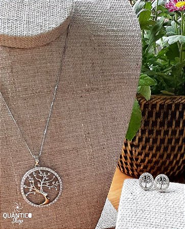 Conjunto Colar e Brinco ÁRVORE DA VIDA Prata