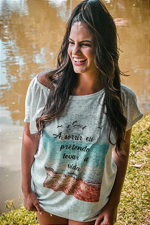 Camiseta A sorrir eu pretendo levar a vida - T-shirt