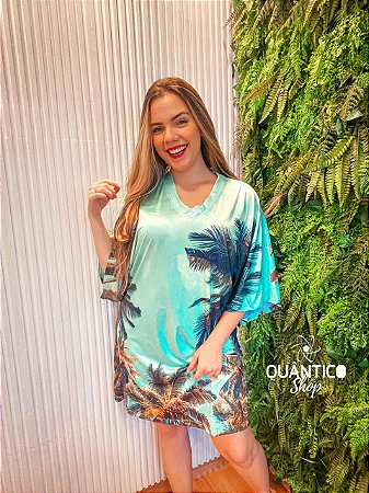 Vestido Coqueiro em Suplex - Modelo Kimono