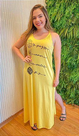 Vestido Longo - Saída de praia Paz, amor, sorte, fé