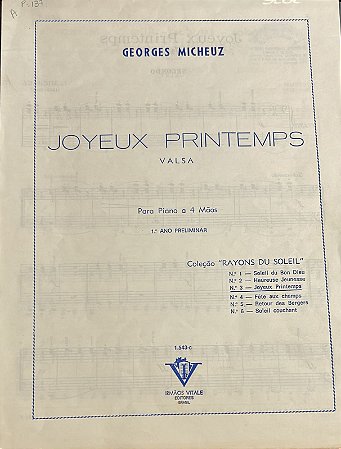 JOYEUX PRINTEMPS (Alegre Primavera) - partitura de piano a 4 mãos - Georges Micheuz