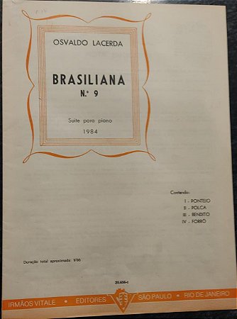 BRASILIANA N° 9 - partitura para piano - Osvaldo Lacerda