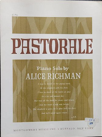 PASTORALE - partitura para piano - Alice Richman