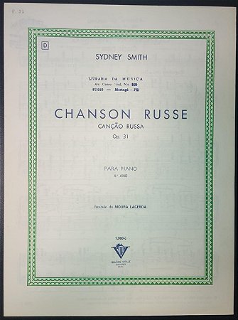 CANÇÃO RUSSA (Chanson Russe) Opus 31 – partitura para piano – Sydney Smith (Vitale)